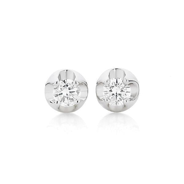 Boucles D'oreilles Naturel Diamant 1 Carat Pour Femmes En Or Blanc 14K