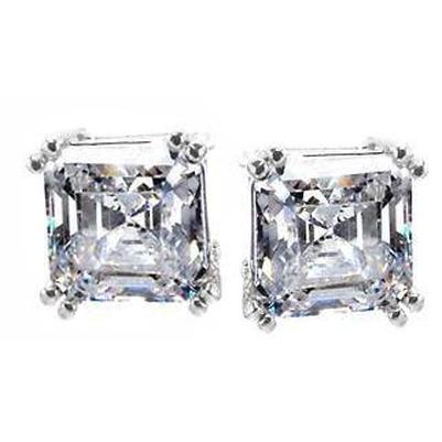 Boucles D'oreilles Naturel Diamant Asscher Cut 2.02 Carats Femme Platine