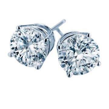 Boucles D'oreilles Naturel Diamant Solitaire Rond 2 Carats Or Blanc 14K