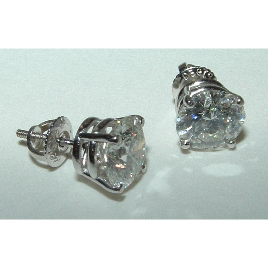 Boucles D'oreilles Naturel Diamants 3.51 Carats Solitaires Neufs