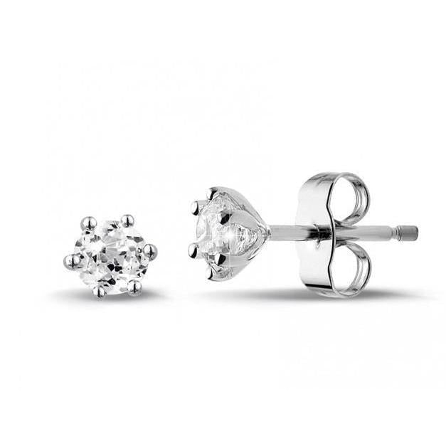 Boucles D'oreilles Naturel Diamants Coupe Ronde 2.50 Ct Pour Femme En Or Blanc 14 Carats