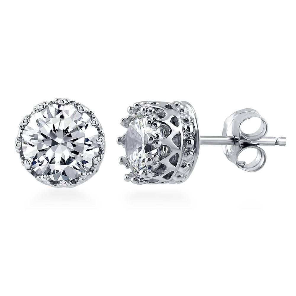 Boucles D'oreilles Naturel Diamants Coupe Ronde Etincelants 2 Carats Or Blanc 14K