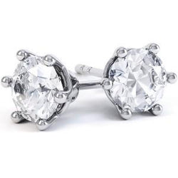 Boucles D'oreilles Naturel Diamants Coupe Ronde Sertie Six Griffes En Or Blanc 2.5 Ct 14K