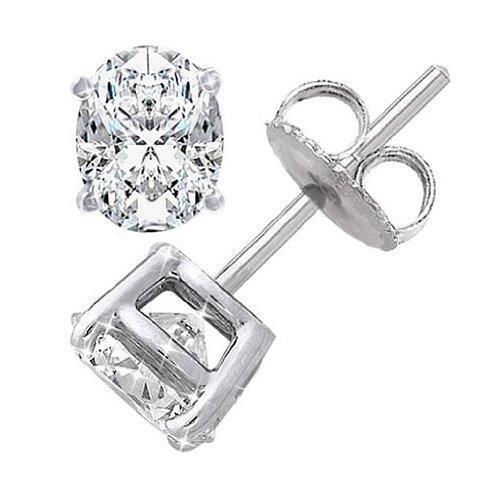 Boucles D'oreilles Naturel Diamants Taille Ovale Gros 4 Carats Bijoux Dame En Or Blanc