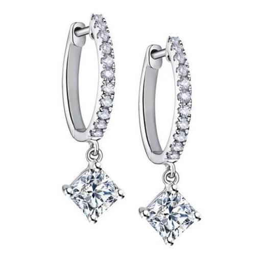 Boucles D'oreilles Pendantes Dames 2.64 Carats Réel Diamants Etincelants Or Blanc