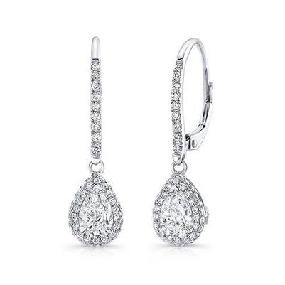 Boucles D'oreilles Pendantes Dames 4.80 Carats Réel Diamants Etincelants Or Blanc 14K
