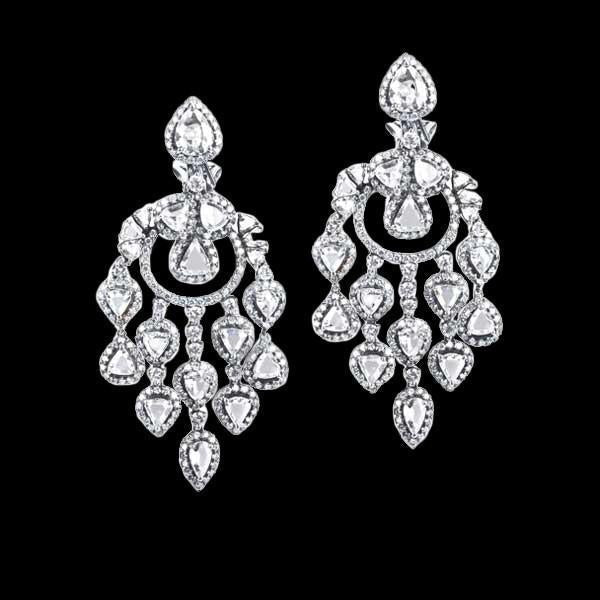 Boucles D'oreilles Pendantes En Réel Diamant De 4,50 Carats Avec Or Blanc 14K