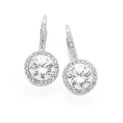 Boucles D'oreilles Pendantes Véritable Diamants F Vs1/Vvs1 3.80 Carats Or Blanc 14K
