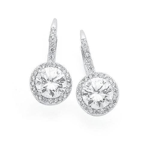 Boucles D'oreilles Pendantes Véritable Diamants F Vs1Vvs1 3.80 Carats Or Blanc 14K