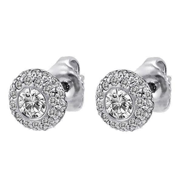 Boucles D'oreilles Pour Dames 3.70 Ct. Halo De Naturel Diamants Sertis Clos En Or Blanc 14k