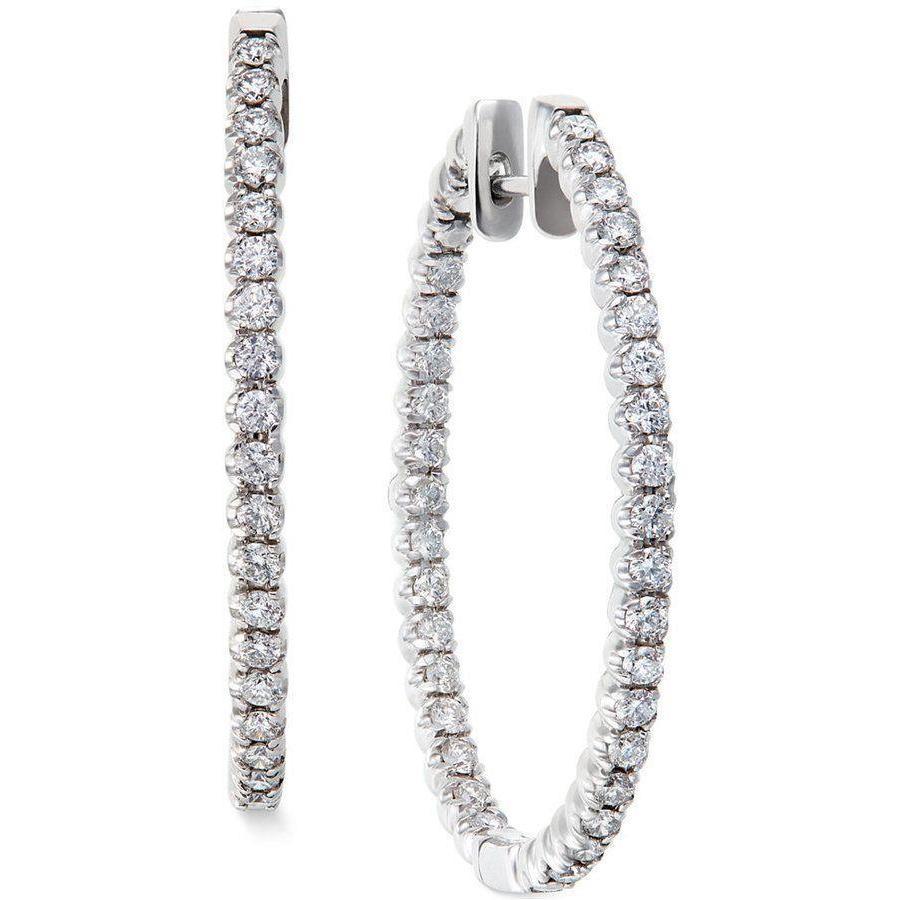 Boucles D'oreilles Pour Dames Avec Réel Diamants Ronds  Blancs De 4 Carats