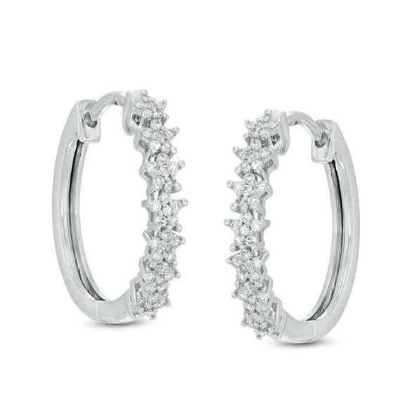 Boucles D'oreilles Pour Dames En Or Blanc 14K Avec Petits Réel Diamants Ronds De 2,50 Carats