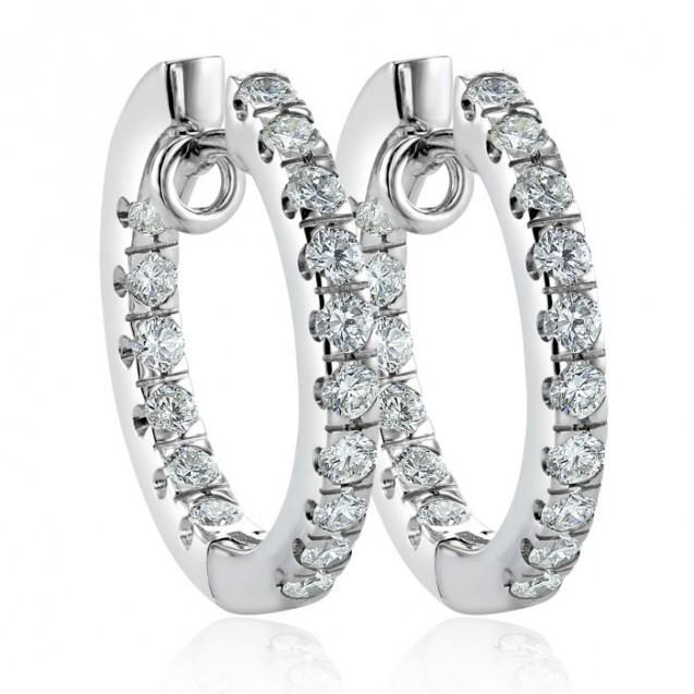 Boucles D'oreilles Pour Dames En Or Blanc 14K Serties De 3,80 Carats De Naturel Diamants