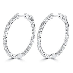 Boucles D'oreilles Pour Dames En Or Blanc Avec Réel Diamants De Taille Ronde De 2,50 Carats