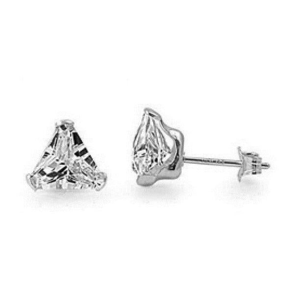 Boucles D'oreilles Pour Dames Réel Diamants Etincelants De Taille Triangulaire En Or Blanc 14 Carats