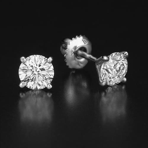 Boucles D'oreilles Pour Dames Réel Diamants Ronds Taille Brillant 3 Carats Or Blanc