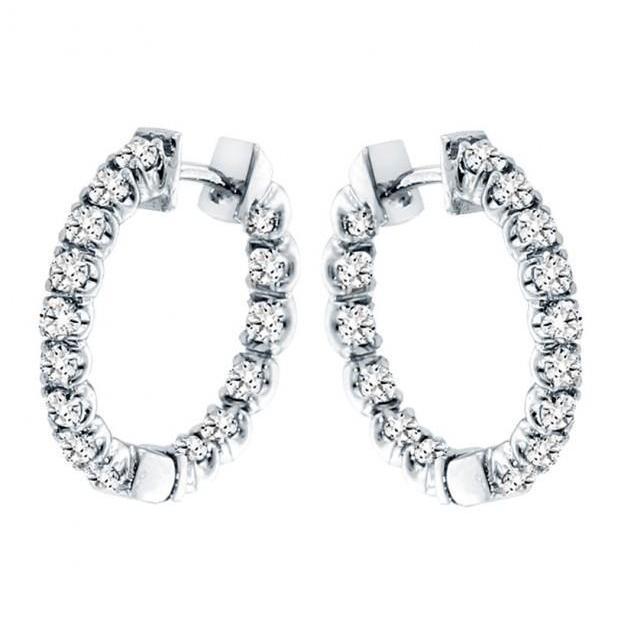 Boucles D'oreilles Pour Dames Rondes Serties De Véritable Diamants De 3,60 Carats En Or Blanc 14K