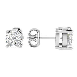 Boucles D'oreilles Pour Femme Avec Réel Diamants Ronds Etincelants De 3.30 Cts En Or Blanc