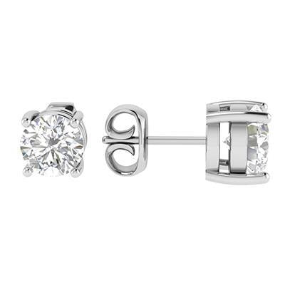 Boucles D'oreilles Pour Femme Avec Réel Diamants Ronds Etincelants De 3.30 Cts En Or Blanc