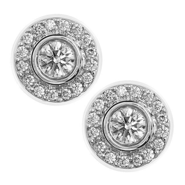 Boucles D'oreilles Pour Femmes Avec Halo De Véritable Diamants De 2.32 Cts En Or Blanc 14K