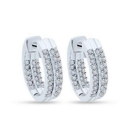 Boucles D'oreilles Pour Femmes Avec Naturel Diamants De Taille Ronde De 4,50 Carats En Or Blanc 14K