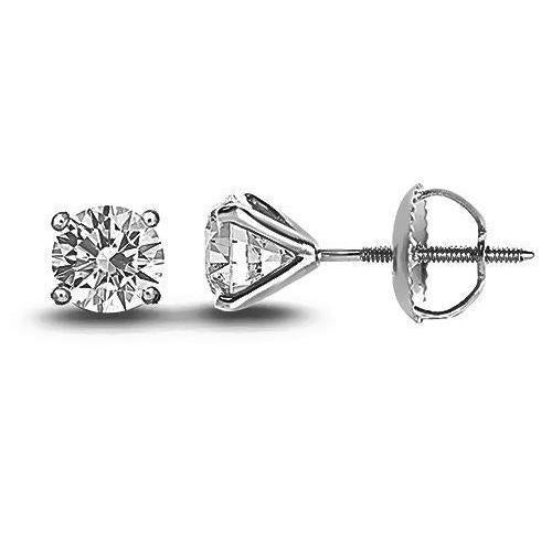 Boucles D'oreilles Pour Femmes Avec Réel Diamants Ronds De 1.4 Ct A Quatre Griffes