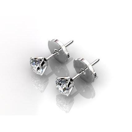 Boucles D'oreilles Pour Femmes Avec Réel Diamants Ronds De 1.5 Ct En Or Blanc 14K