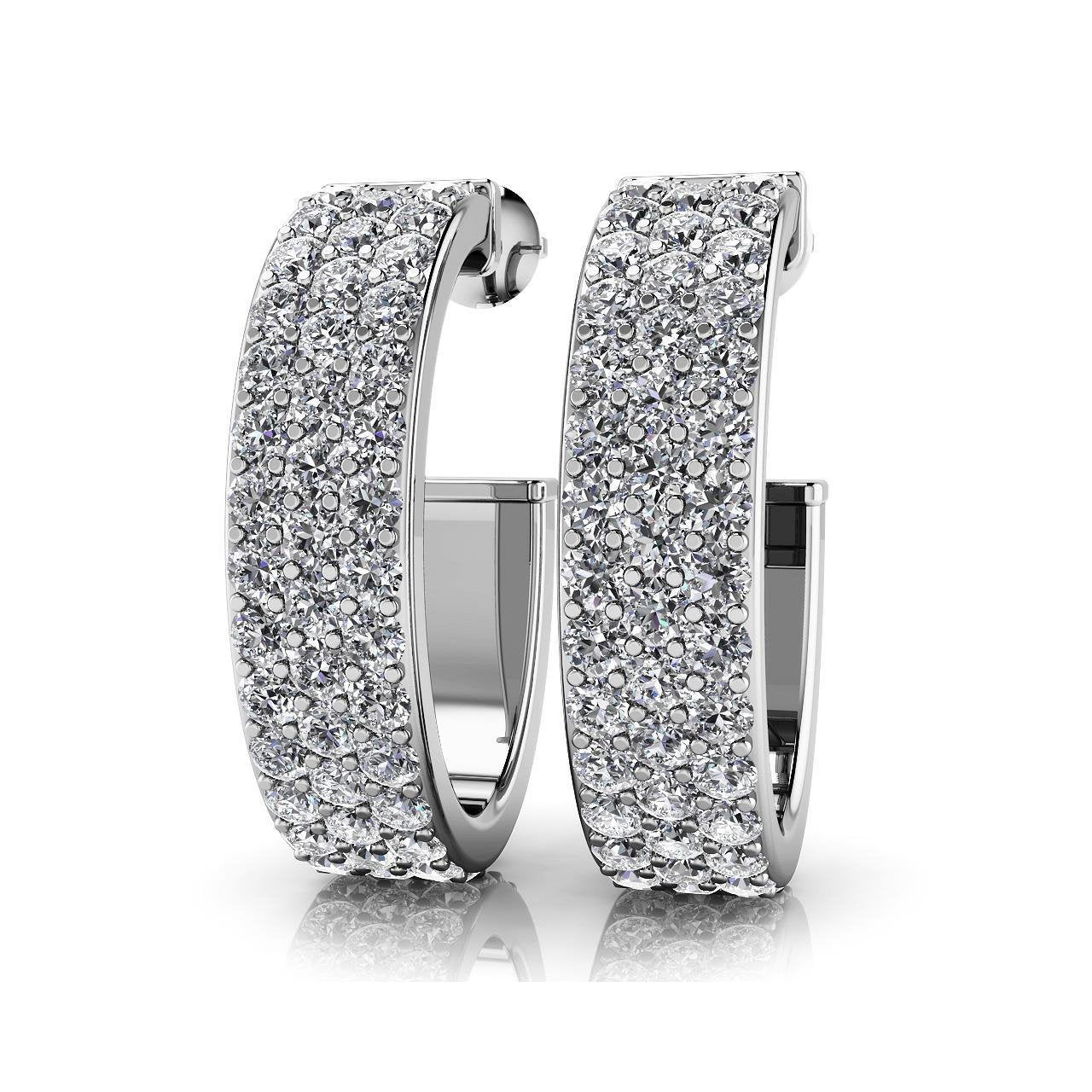 Boucles D'oreilles Pour Femmes Avec Réel Diamants Ronds De F Vvs1 8 Carats En Or Blanc 14K