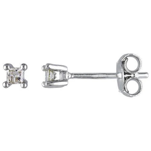 Boucles D'oreilles Pour Femmes Avec Réel Diamants Taille Princesse 1 Carat En Or Blanc 14K