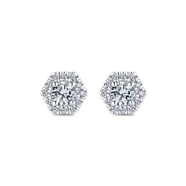 Boucles D'oreilles Pour Femmes Avec Véritable Diamants Ronds De 3.20 Cts. Halo. Or Blanc 14K