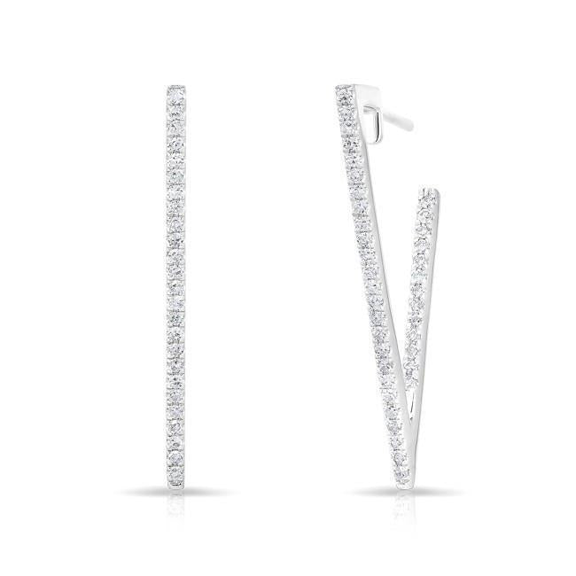 Boucles D'oreilles Pour Femmes En Naturel Diamants 3,00 Carats En Or Blanc 14K