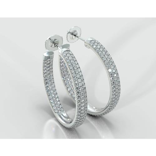 Boucles D'oreilles Pour Femmes En Or 14K Avec Petits Réel Diamants Ronds De 6,10 Carats