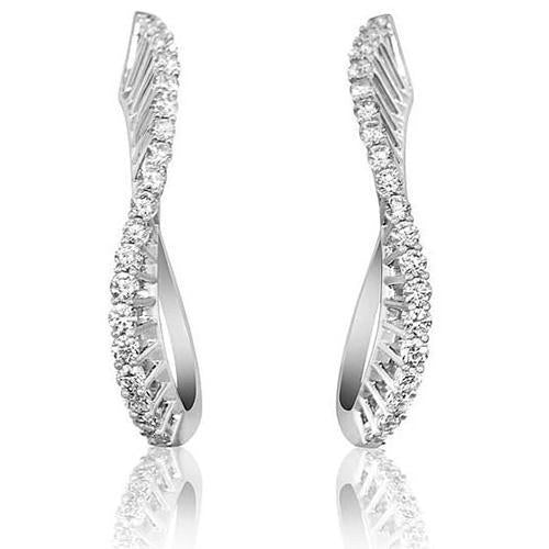 Boucles D'oreilles Pour Femmes En Or Blanc Avec Naturel Diamants Ronds Scintillants 4,40 Carats