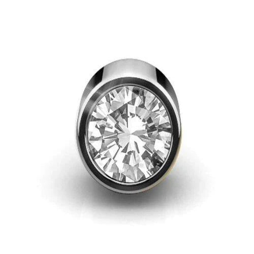 Boucles D'oreilles Pour Hommes Avec Réel Diamants Ronds Simples De 0.75 Carats En Or Blanc 14K