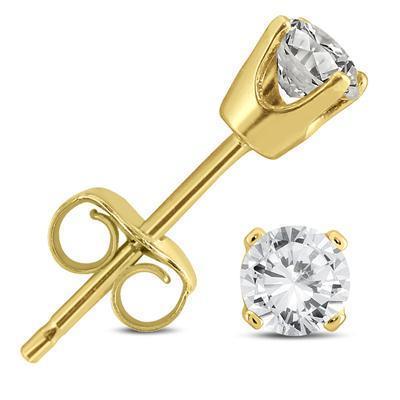 Boucles D'oreilles Puces Or Jaune 14K 3.00 Carats Véritable Diamants