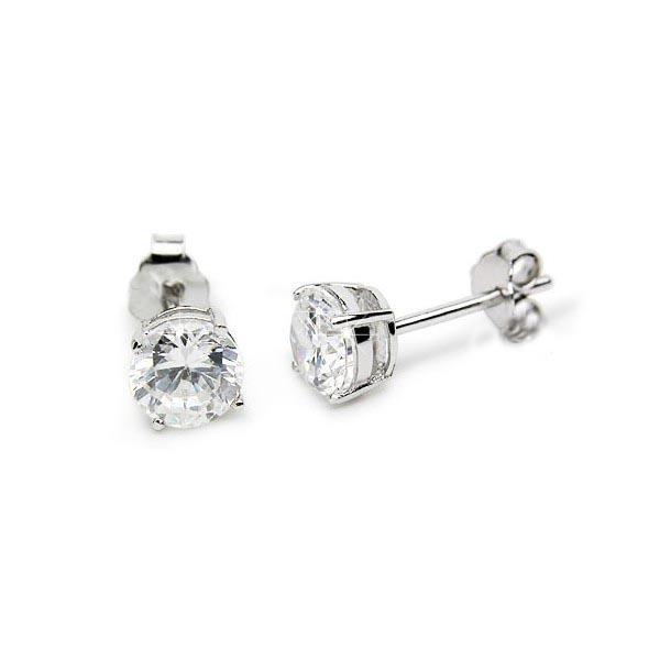 Boucles D'oreilles Puces Véritable Diamants Ronds Scintillants 3.50 Carats Or Blanc