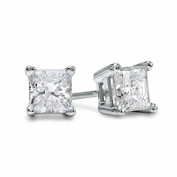 Boucles D'oreilles Puces Véritable Diamants Taille Princesse 3.50 Carats