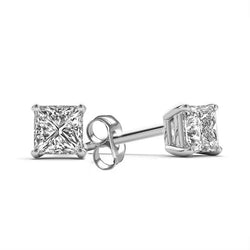 Boucles D'oreilles Réel Diamant 2.50 Carats Taille Princesse Or Blanc 14K