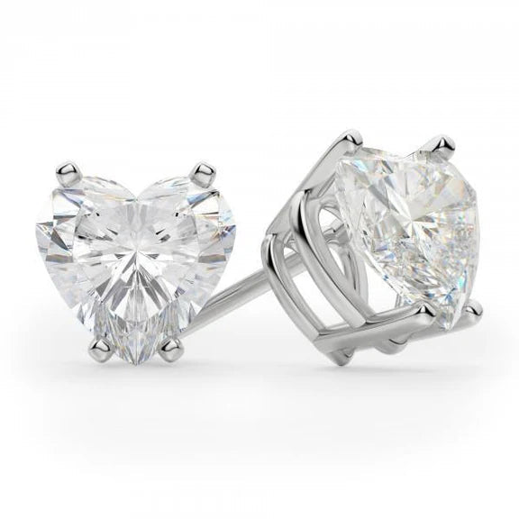 Boucles D'oreilles Réel Diamant 5 Carats En Forme De Cœur Classique En Or Blanc Fin 14K