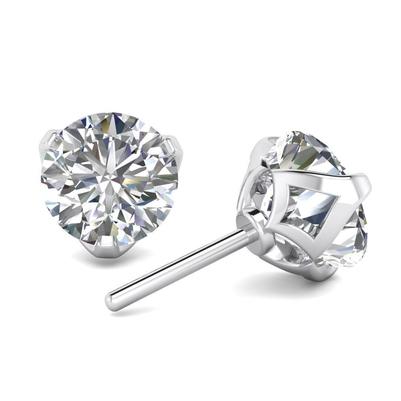 Boucles D'oreilles Réel Diamant Clous Pour Femmes 4.40 Carats Or Blanc 14K