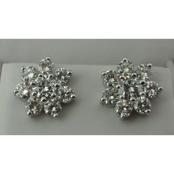 Boucles D'oreilles Réel Diamant Halo 5 Carats Marque Or Blanc Femmes G Vs1 Rond