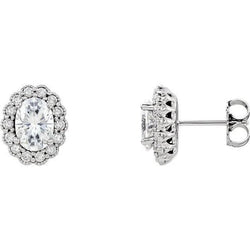 Boucles D'oreilles Réel Diamant Ovales Et Rondes Halo En Or Blanc 3.28 Carats 14K