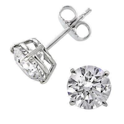 Boucles D'oreilles Réel Diamant Rond 2 Carats Bijoux En Or Blanc Massif Neuf