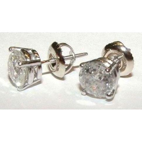 Boucles D'oreilles Réel Diamant Rond 2.20 Ct. Or Blanc Massif 18 Carats