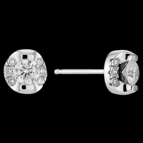 Boucles D'oreilles Réel Diamant Rondes 2.5 Ct. Or Blanc