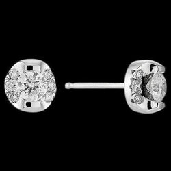 Boucles D'oreilles Réel Diamant Rondes 2.5 Ct. Or Blanc