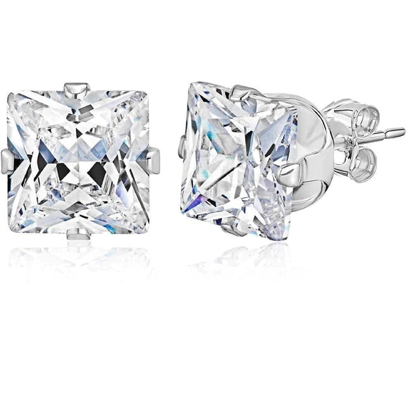 Boucles D'oreilles Réel Diamant Solitaire Princesse En Or 1.90 Carats