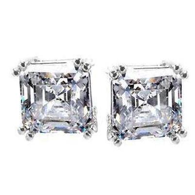 Boucles D'oreilles Réel Diamant Taille Asscher 3 Carats Platine Neuf