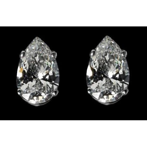 Boucles D'oreilles Réel Diamant Taille Poire G Si1 Stud Post 2.510 Ct. Or