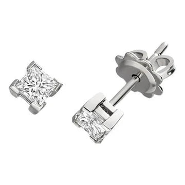 Boucles D'oreilles Réel Diamant Taille Princesse 1 Carat Bijoux En Or